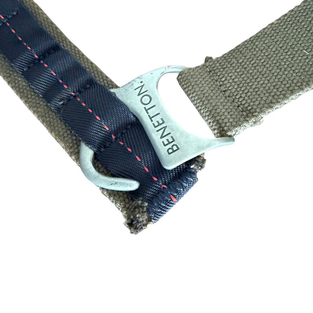 United Colors Of Benetton Olive Canvas Belt Metal Hook Buckle 39" Adjustable - Picture 13 of 13